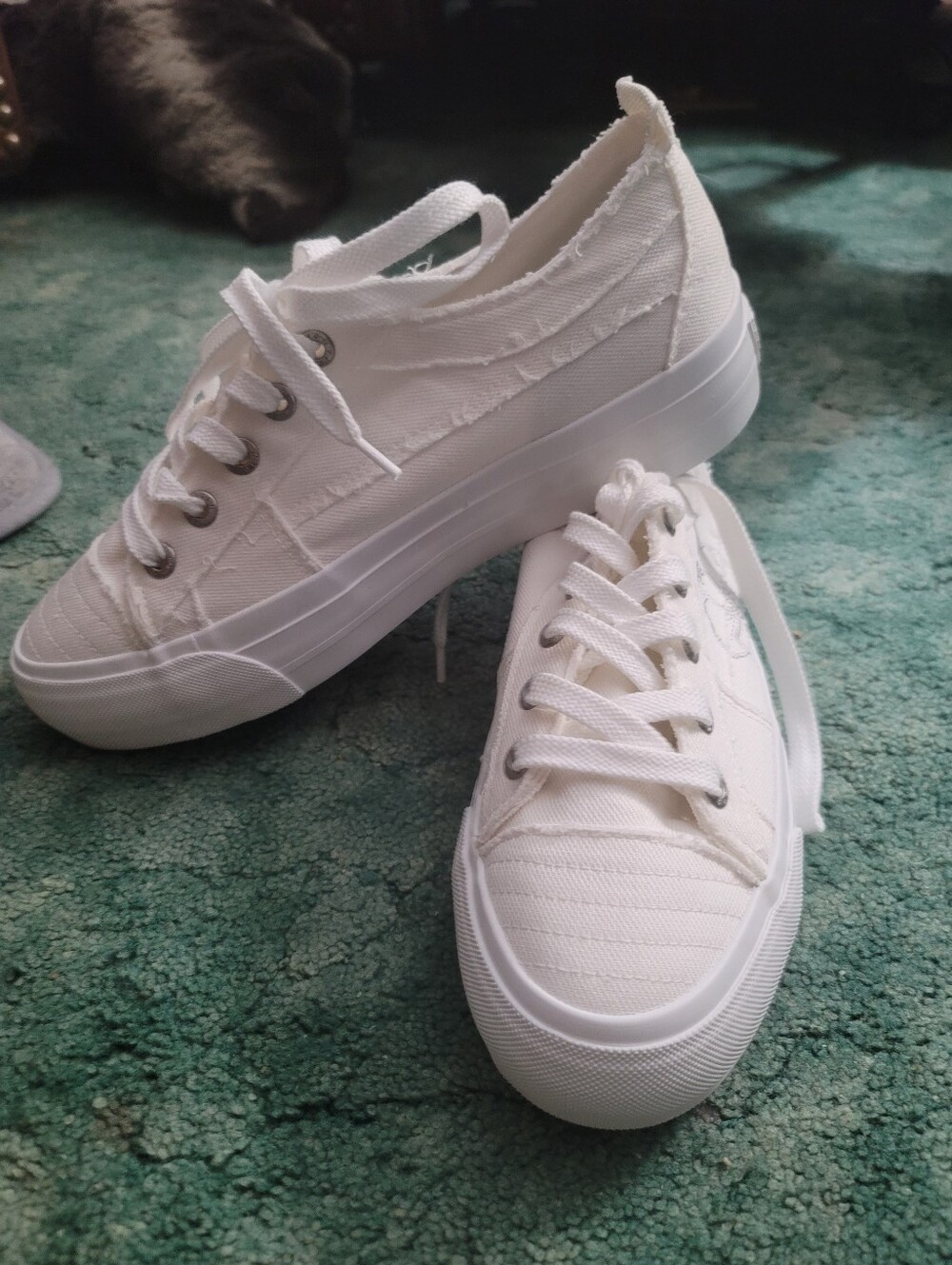 Women's White Canvas Low-Profile Lace-Up Sneakers